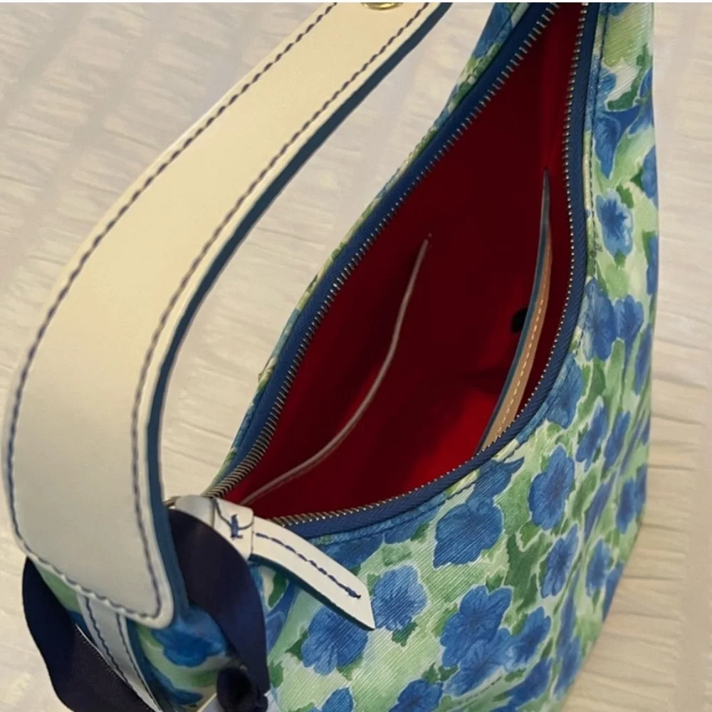 Dooney & Bourke Somerset Watercolor Satchel Purse Blue Green Floral